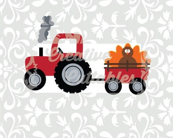 SVG Thanksgiving Turkey Tractor designs for Silhouette or other craft cutters (.svg/.dxf/.eps)