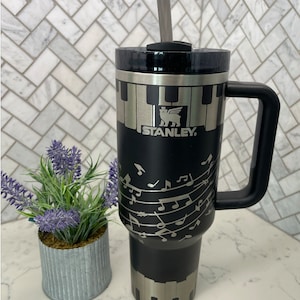 Engraved 40oz Tumbler piano, music, piano keys