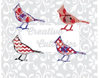 SVG School Mascot Cardinals Chevron, Polka Dot Monogram para Silhouette u otros cortadores artesanales (.svg/.dxf/.eps)