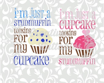 Valentine SVG Cupcake Studmuffin designs for  Silhouette or other craft cutters (.svg/.dxf/.eps)