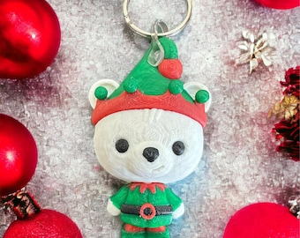 Llavero articulado de oso elfo - Dije, regalo para calcetines navideños, impresión 3D, para invierno, fiestas y Navidad