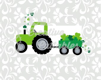 Diseños de tréboles St Patrick SVG Tractor para Silhouette u otros cortadores artesanales (.svg/.dxf/.eps)