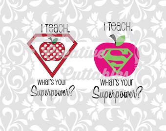 SVG I Teach Superpower Apples for Silhouette u otros cortadores artesanales (.svg/.dxf/.eps)