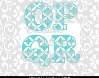 Círculo de diamante Patrón geométrico Letras en mayúsculas para Silhouette u otros cortadores artesanales (.svg/.dxf/.eps)