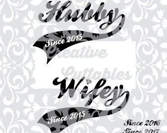 Wedding Titles Sports Jersey look Hubby Wifey for Monogramming for use with Silhouette or other craft cutters (.svg/.dxf/.eps)