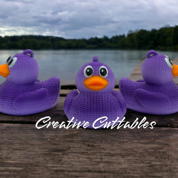 Cruise Ducks 3D Printed Crochet Knit Weave Sweater duck for cruises; Color: Purple Ombre