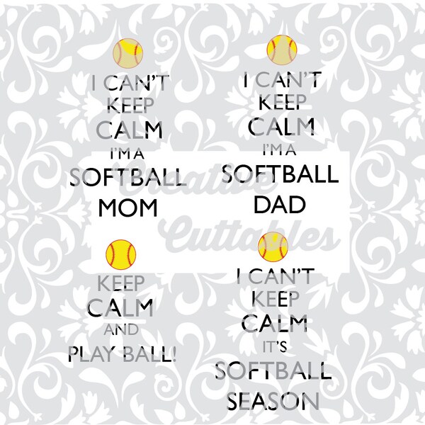 SVG Keep Calm Softball for  Silhouette or other craft cutters (.svg/.dxf/.eps)