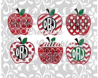 Manzanas SVG de regreso a la escuela para Silhouette u otros cortadores artesanales (.svg/.dxf/.eps)