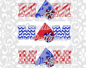 Cheer Mom SVG LOVE Megáfono Pom poms para Silhouette u otros cortadores de artesanía (.svg/.dxf/.eps)