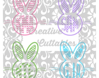 Easter Bunny Pattered Ears for  Silhouette or other craft cutters (.svg/.dxf/.eps)