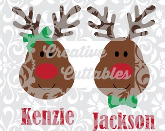 Diseños navideños SVG Reindeer Santa Rudolph para Silhouette u otros cortadores artesanales (.svg/.dxf/.eps)
