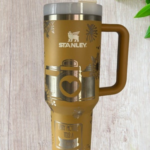Engraved 40oz Stanley Style Quencher Tumbler photography, floral, sunflower, camera