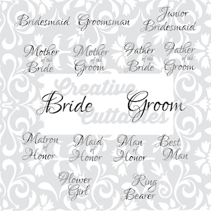 Wedding Titles Bride Groom etc for Monogramming for use with Silhouette or other craft cutters (.svg/.dxf/.eps)