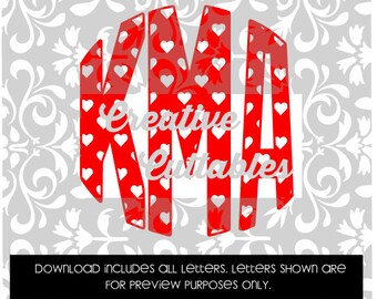 Letras circulares de monograma de corazón para silhouette u otros cortadores artesanales (.svg/.dxf/.eps)