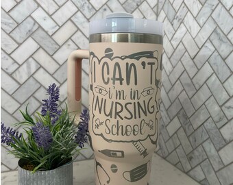 40oz Tumbler with handle, engraved, Nursing Student, Nurse, Medical