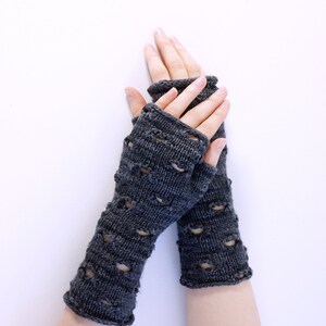 Knitted Hand Warmers PDF Pattern RUIN Fingerless Gloves image 2