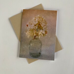 Carte fleur d'hortensia, carte de voeux fleurs, carte florale pour femme