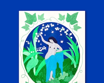 The Lily of the Valley Fairy A4 risograph