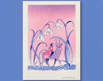 Snowdrop - Risograph - A5 Format