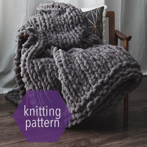 Huge Chunky Knit Blanket Knitting Pattern Instant Download image 1