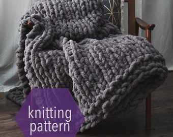 Huge Chunky Knit Blanket Knitting Pattern >>Instant Download<<