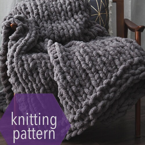 Huge Chunky Knit Blanket Knitting Pattern instant Etsy