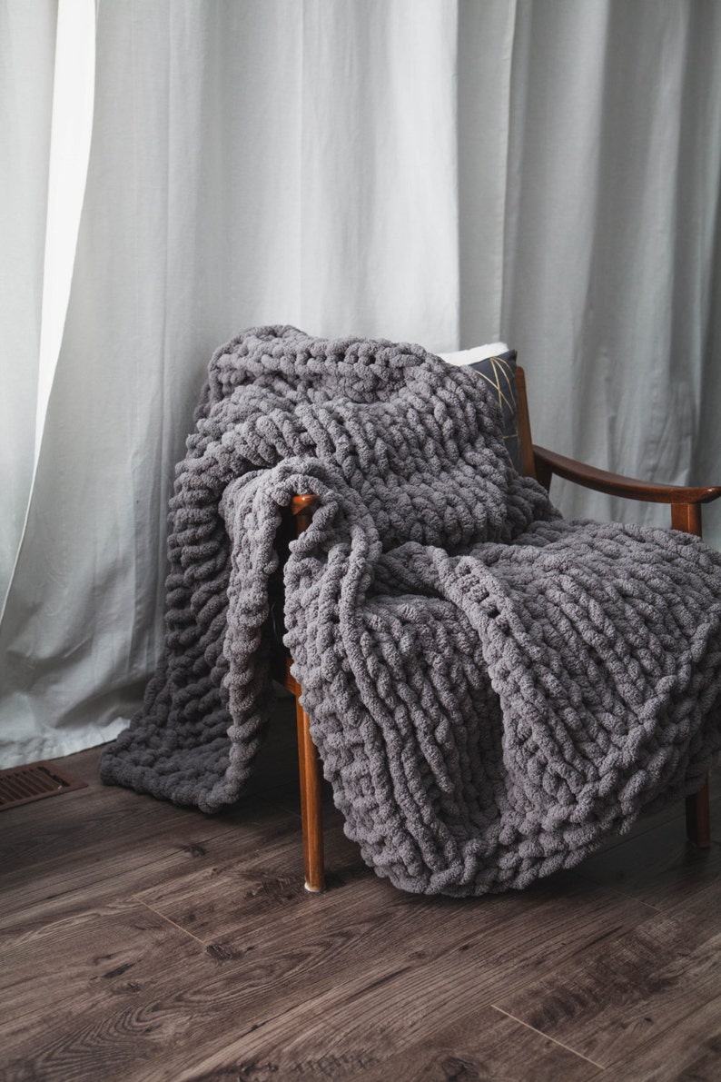 Huge Chunky Knit Blanket Knitting Pattern Instant Download image 2