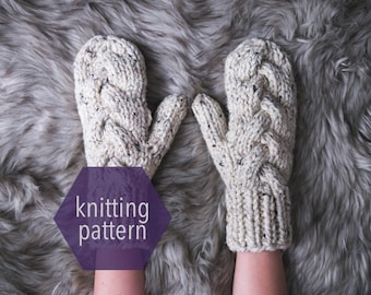 Chunky Braided Mitten Knitting Pattern >>Instant Download<<