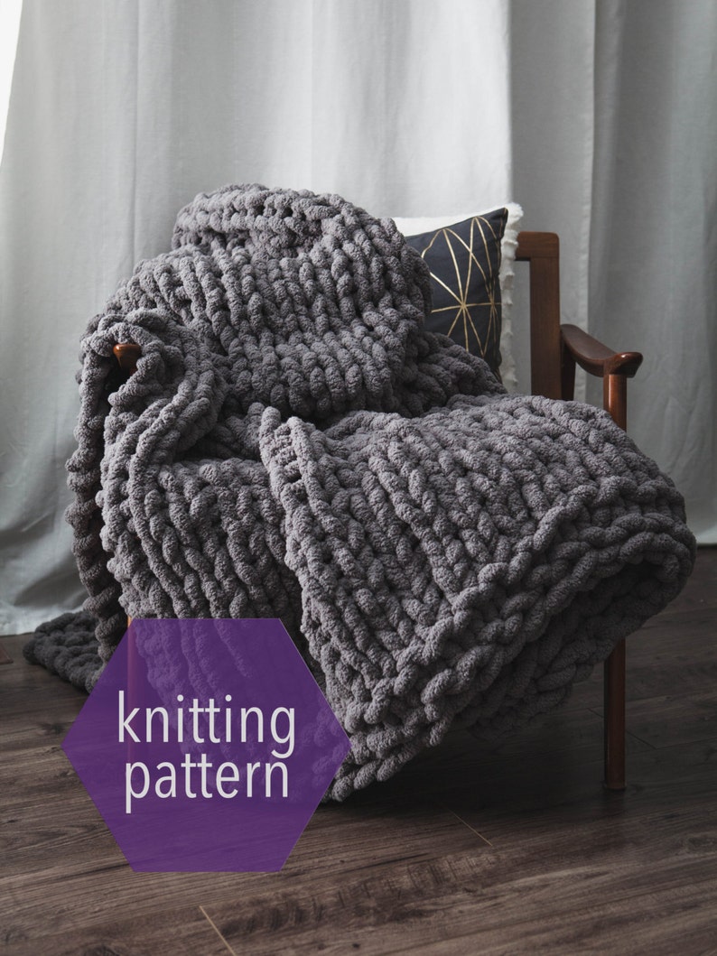 Huge Chunky Knit Blanket Knitting Pattern instant - Etsy