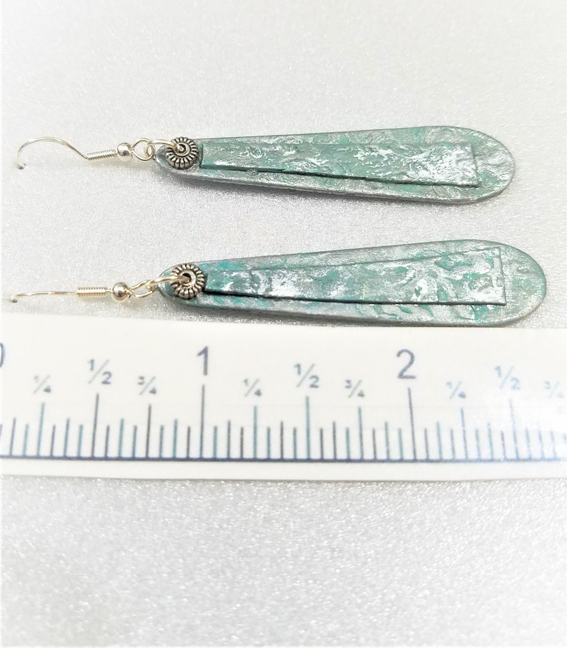 Light Turquoise Blue Featherlight Layered Teardrop Pendant for Long Drop Earrings Artisan Made and Handpainted Metal Looking. Shimmery