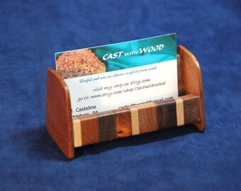 Business Card Holder - Wooden, Hand-Made, OOAK, Wood Scraps (item 162)