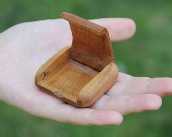Pocket Box, Wooden, Hand-made, for Guitar Picks, Coins, etc. , Cherry Wood, OOAK  (Item #189)