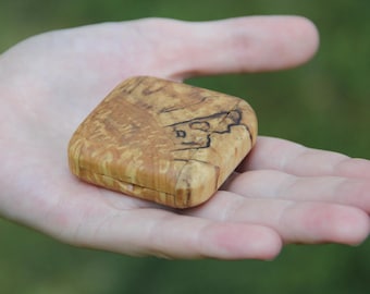 Pocket Box, Wooden, Hand-made, for Guitar Picks, Coins, etc. , Spalted Silver Maple, OOAK  (Item #192)