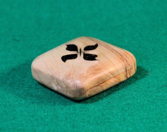 Pocket Box, Wooden, Hand-made, Ring Box, also for Guitar Picks, Coins, etc. , Applewood, Pyrography, OOAK  (Item #157)