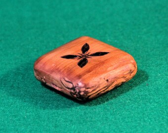 Pocket Box, Wooden, Hand-made, Ring Box, also for Guitar Picks, Coins, etc. , Wormy Applewood, Pyrography, OOAK  (Item #156)