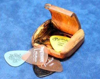 Pocket Box, Wooden, Hand-made, for Guitar Picks, Coins, etc. , Distressed Apple Wood, OOAK  (Item #187)