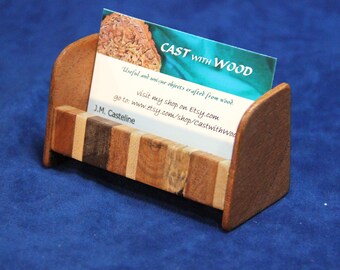 Business Card Holder - Wooden, Hand-Made, OOAK, Wood Scraps (item 163)