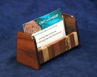 Business Card Holder - Wooden, Hand-Made, OOAK, Wood Scraps (item 153)