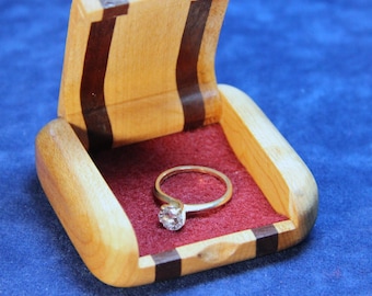 Pocket Box, Wooden, Hand-made, Ring Box, also for Guitar Picks, Coins, etc. , Maple and Mahogany Wood, OOAK  (Item #180)