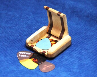 Pocket Box, Wooden, Hand-made, Ring Box, also for Guitar Picks, Coins, etc. , Maple and Mahogany, OOAK  (Item #161)