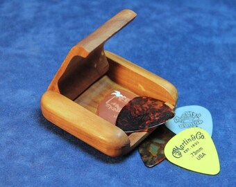 Pocket Box, Wooden, Hand-made, Ring Box, also for Guitar Picks, Coins, etc. , Cherry Wood, OOAK  (Item #172)