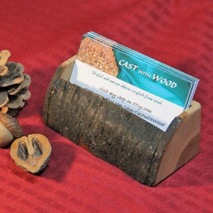 Business Card Holder - Wooden, Hand-Made, OOAK, Live Edge (item 149)