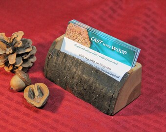 Business Card Holder - Wooden, Hand-Made, OOAK, Live Edge (item 149)