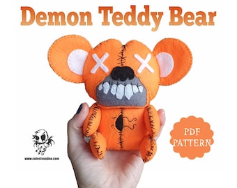 PDF MUSTER: Dämon Teddy Bär Gothic Filz Spielzeug Schnittmuster