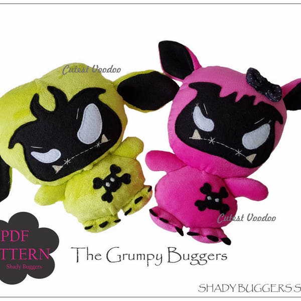 PDF PATTERN. The Grumpy Buggers Herman and Hermina Gothic Horror PDF Sewing Pattern