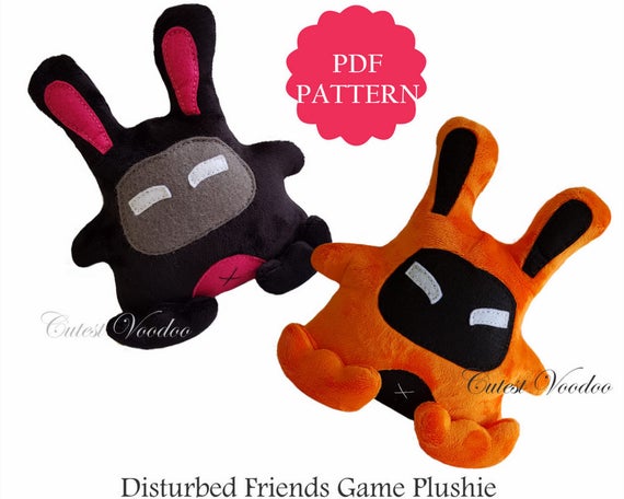 PDF PATTERN. Disturbed Friends Game Plushie Gothic Punk PDF
