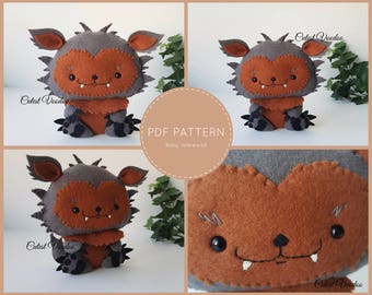 PDF PATTERN. Baby Werewolf Cute PDF Felt Pattern