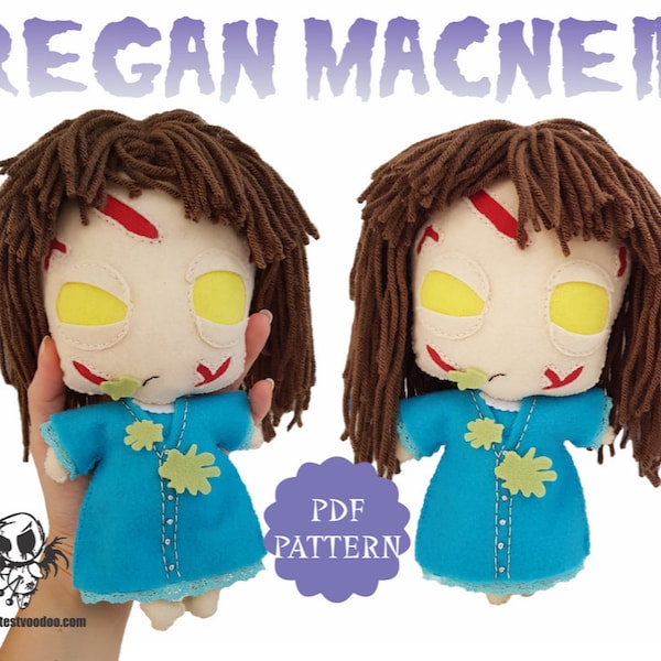 PDF PATTERN. Regan MacNeil Exorcist Sewing Felt Toy Pattern