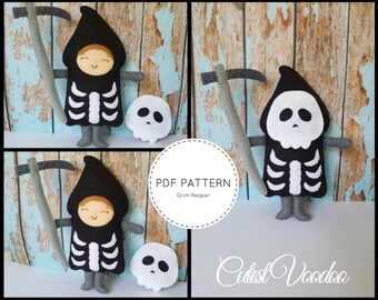 PDF PATTERN. Grim Reaper Halloween PDF Felt Pattern