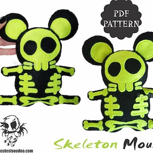 PDF PATTERN: Skeleton Mouse Gothic Felt Toy Sewing Pattern
